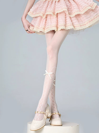 レースアップリボンミルキーホワイトタイツ – Belchic レースアップリボンミルキーホワイトタイツ – Belchic