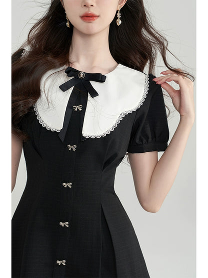 Puff Sleeve Doll Collar Dress