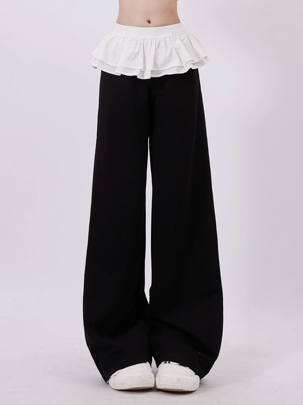 Flare waist chic girly casual pants