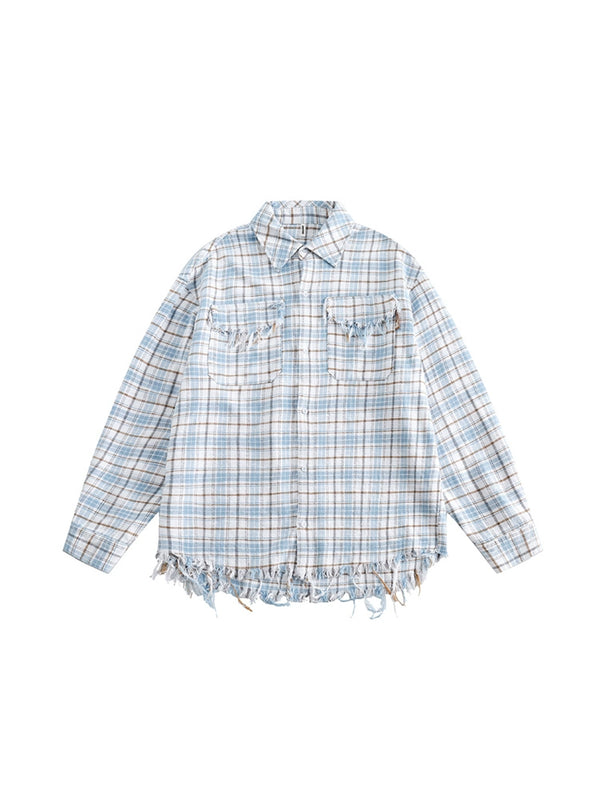 retro blue overcheck shirt