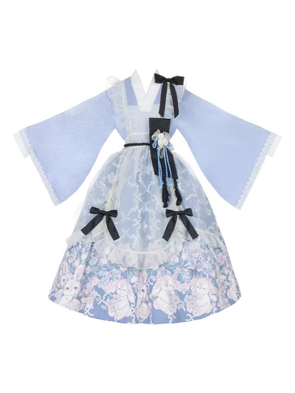 Sweet Alice Japanese style maid printed dress suit [Reservation Item].