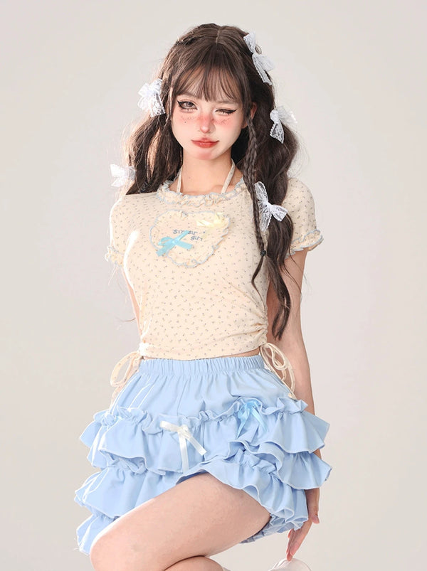 Cheese Candy Love Drawstring T-Shirt + Skirt