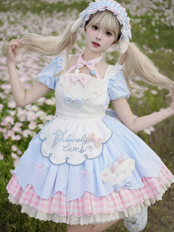 Little Sheep Cute Puff Sleeve Maid Dress Set – Belchic