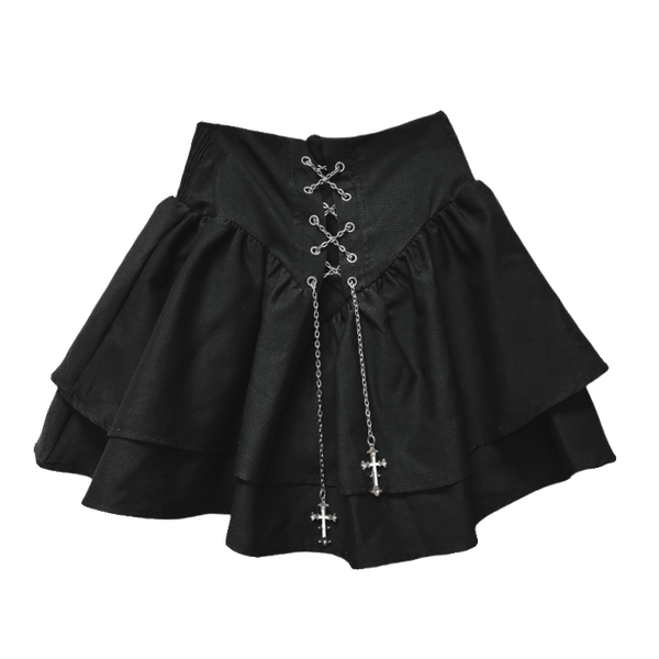 Harajuku Chain Cross Puffy Skirt
