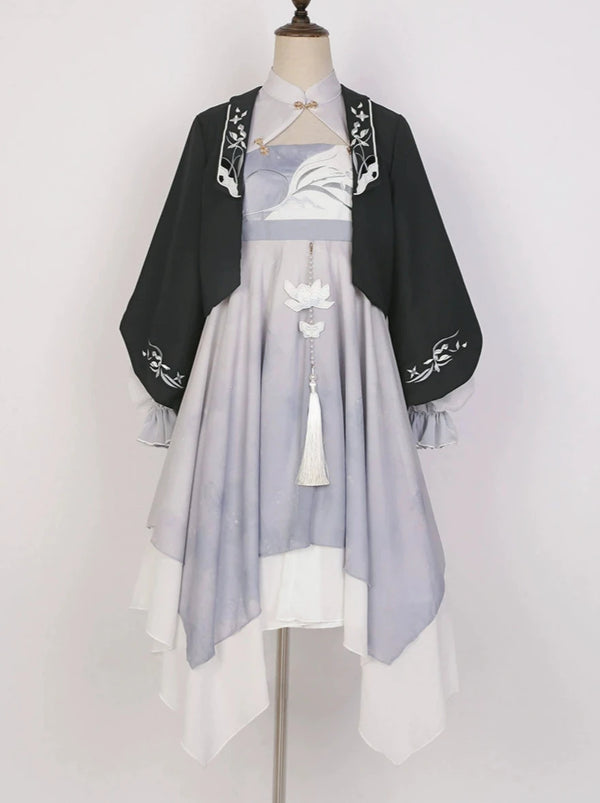 China Embroidery Irregular Dress + Jacket