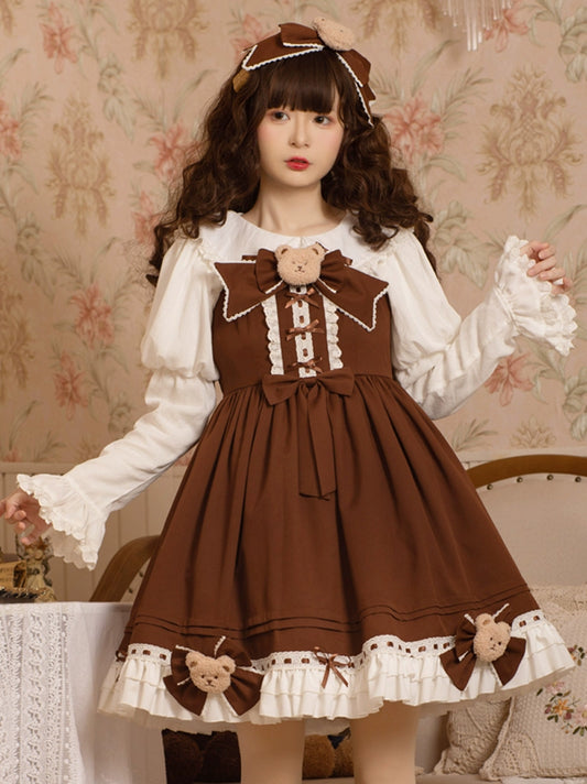 Mousse bear lolita skirt original genuine cute retro jsk skirt lolita lolita princess dress