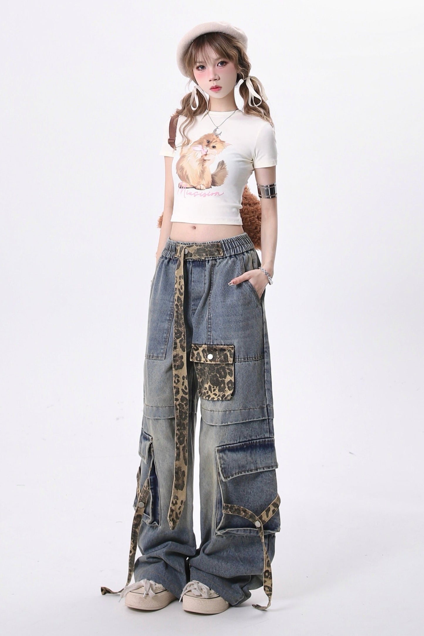 Race Up Leopard Wide Leg Pants