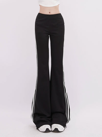 Side Stripe Slim Flared Mode Pants