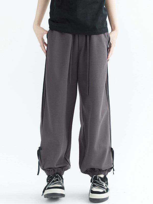Side stripe ribbon casual pants