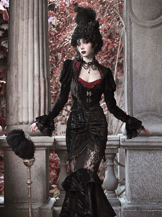 Blood supply original ◆ Duchess Gothic velvet cobwebs court rococo coat cardigan top autumn