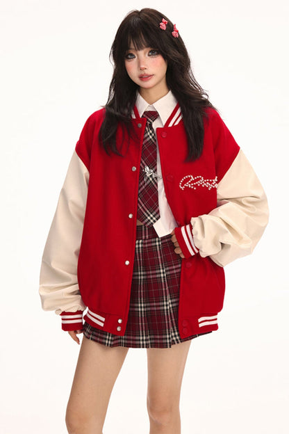 Pearl Embroiderie College Style Jacket