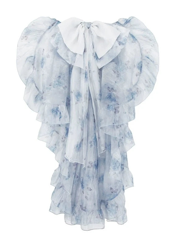 バレエスタイルフィッシュボーンサスペンダーワンピース＋シアーブルースカート