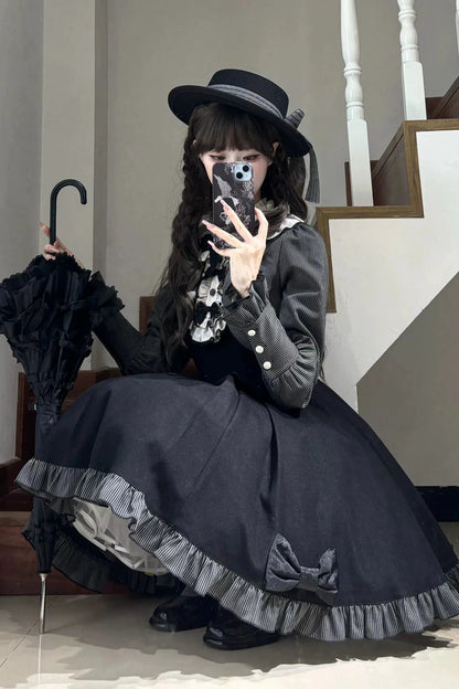  Elegant Black Check Lolita Dress