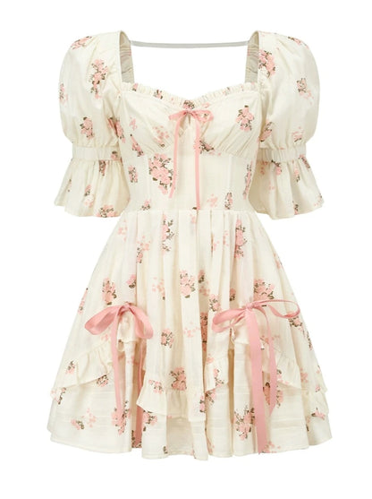 Sweet Girly Ribbon Flower Dress