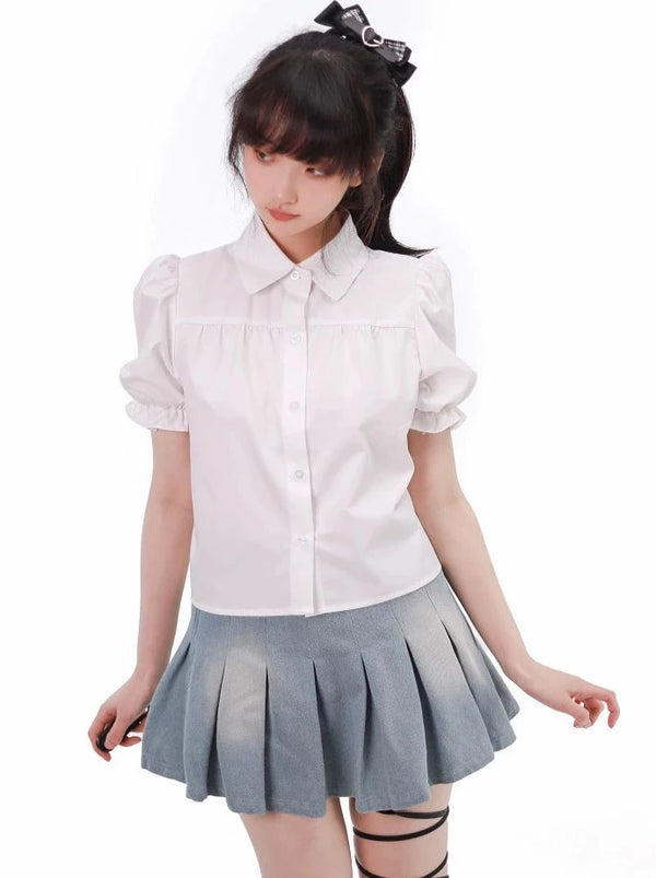 パフスリーブシックアメリカンシャツ