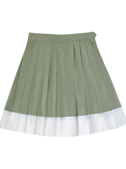 [Reserved Item] Retro School Top + Pleated Skirt + Ribbon + Badge