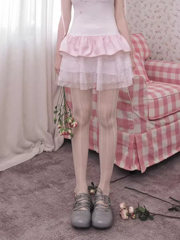 ノットプニッチデザインノースリーブチェックワンピース