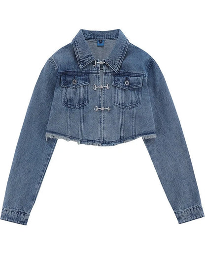 American Retro Denim Short Jacket + Skirt