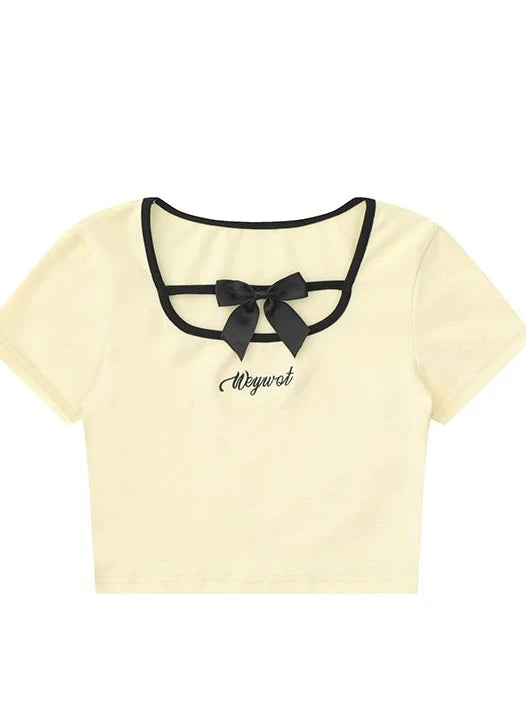 デコルテリボンショートTシャツ