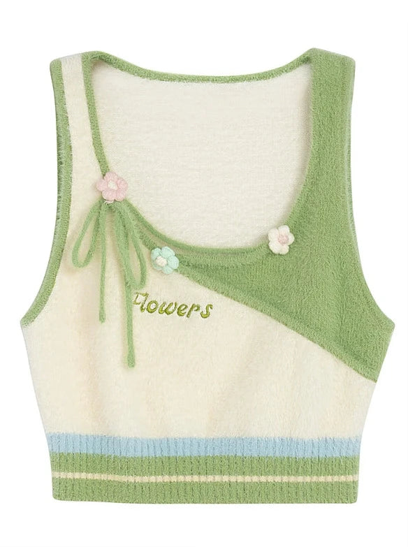 Mint sweet casual check shirt + short knit inner + skirt