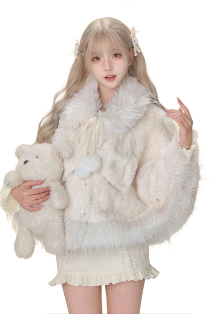 Autumn Plush Cape Knit Dress Set Belchic Autumn Plush Cape Knit Dress Set Belchic