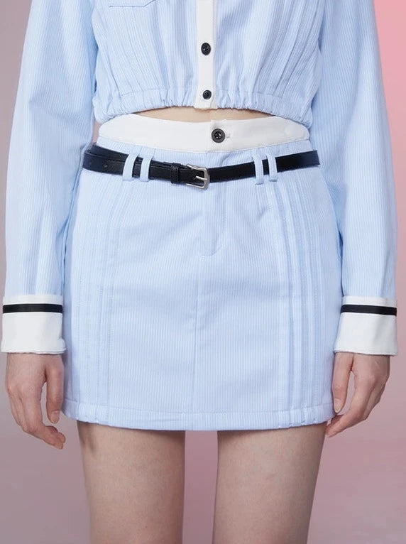 Sailor Milky Blue Top + Short Skirt