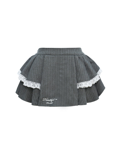 Academy vest+French sleeve shirt+skirt