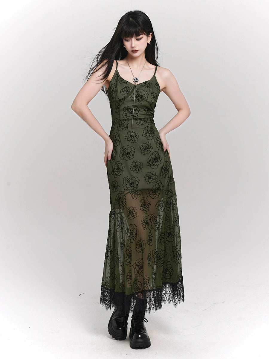 Ghost Girl, New Chinese Women's Wear, Chinese Style, Chic, Beautiful, Green Camisole Dress, Artistic Sense of Luxury