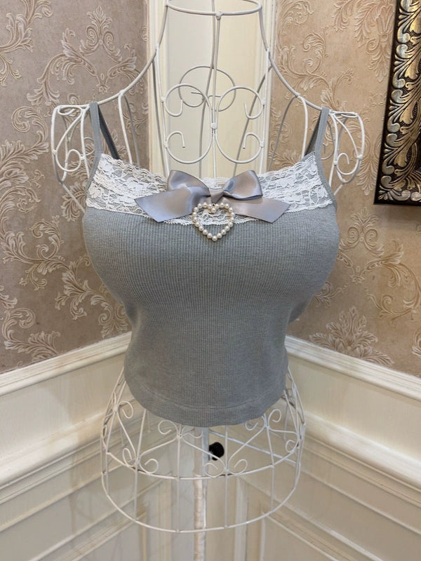 Ribbon Girly Slim Rib Camisole