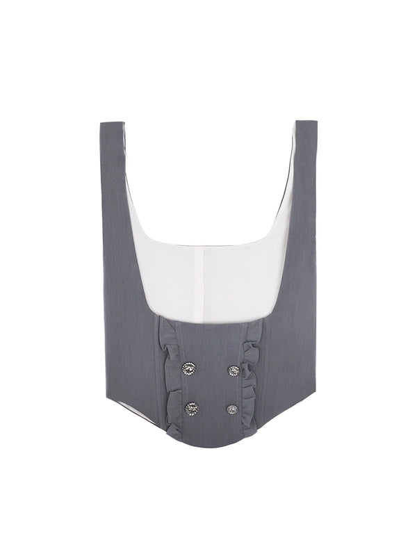 Sweet Stripe Shirt + Vest + Big Bow Pleated Skirt