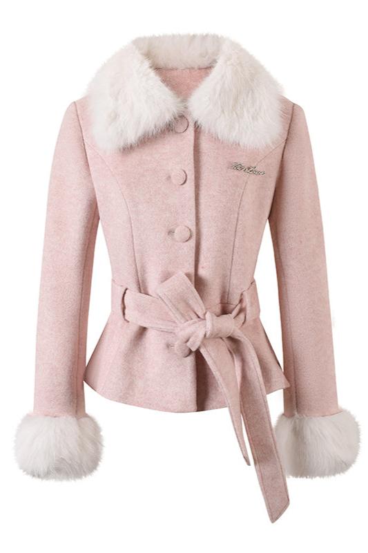 スイートガーリーファーウエストリボンコート＋ファータイトスカート