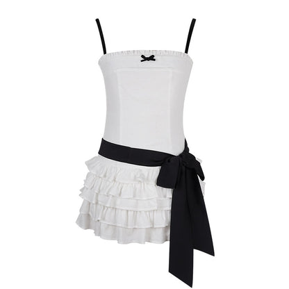 Flower Bell Black And White Dress