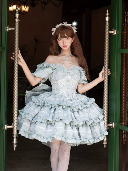 Puff Rose Princess Ribbon Tail Lolita Dress