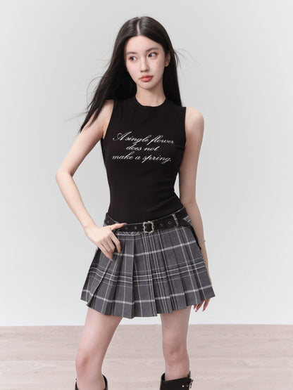 [Spot] Fragile store Oolong Women's High School College style patchwork dress sweet cool slim pleated skirt