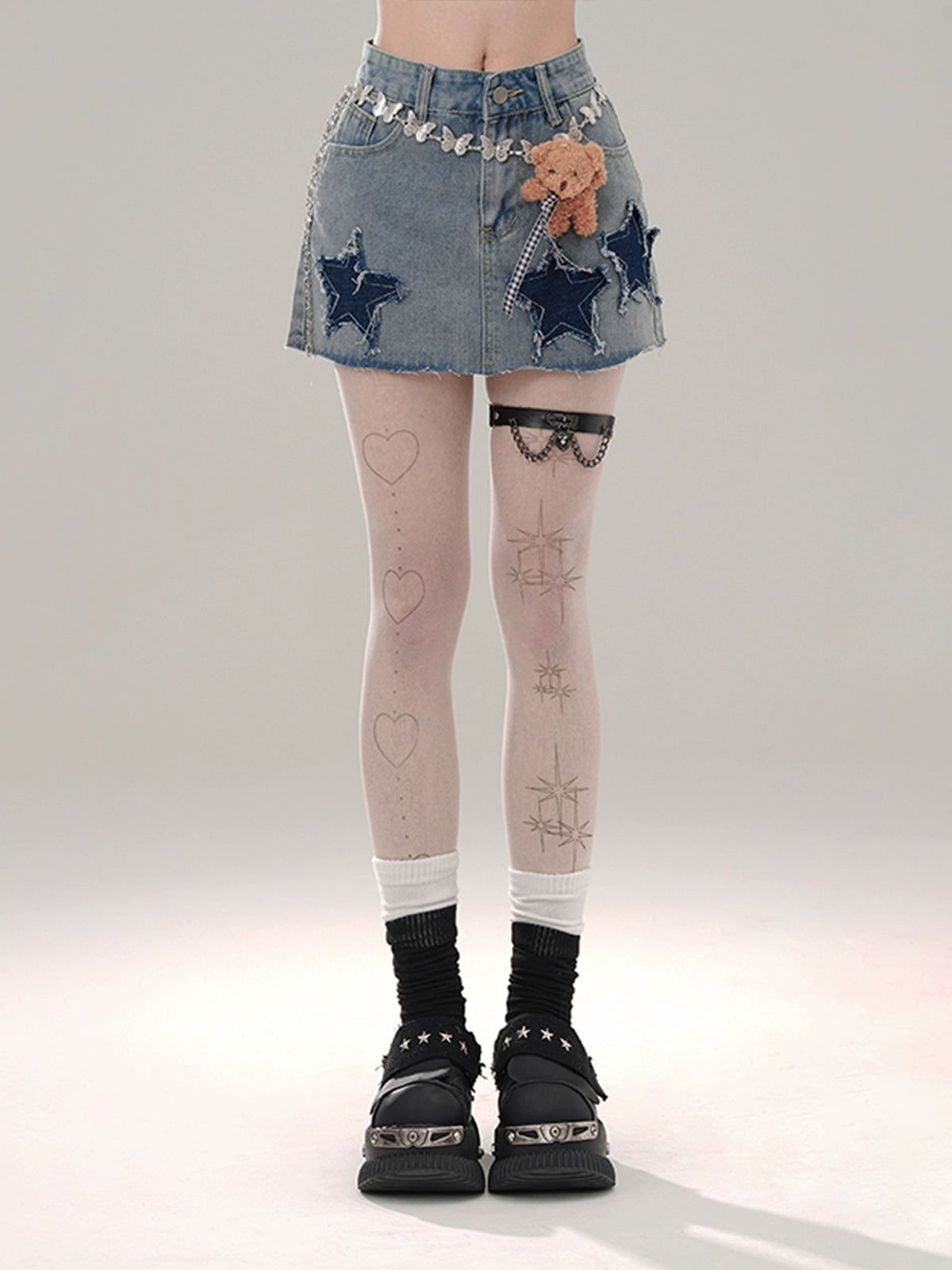 Advanced Leg Essence Star Denim Skirt