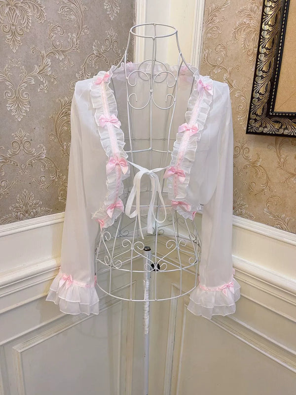 スイートピュアホワイトサマーカーディガン