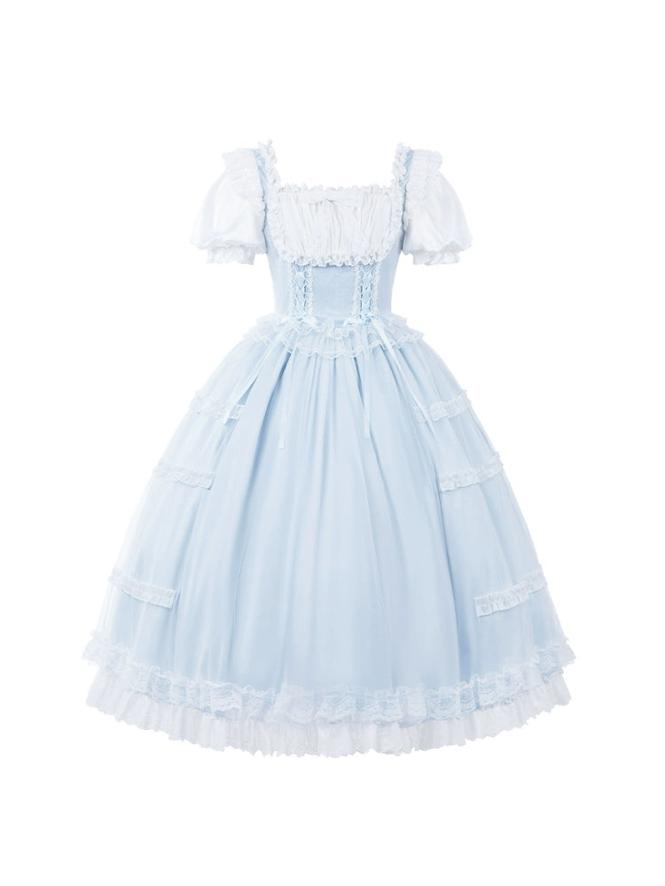 [Reserved Product]  Sweet Blue Lolita Dress + Collar + Ribbon