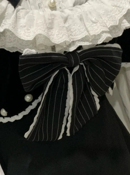 Doll Bonnet Lolita Dress + Shirt + Short Jacket + Ribbon