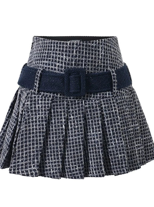 Tweed short tops + pleated skirt [Reserved items]