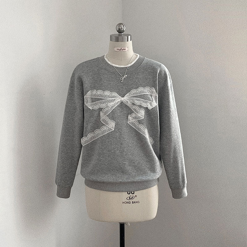 Original Bow Knit Sweatshirt+ White Skirt