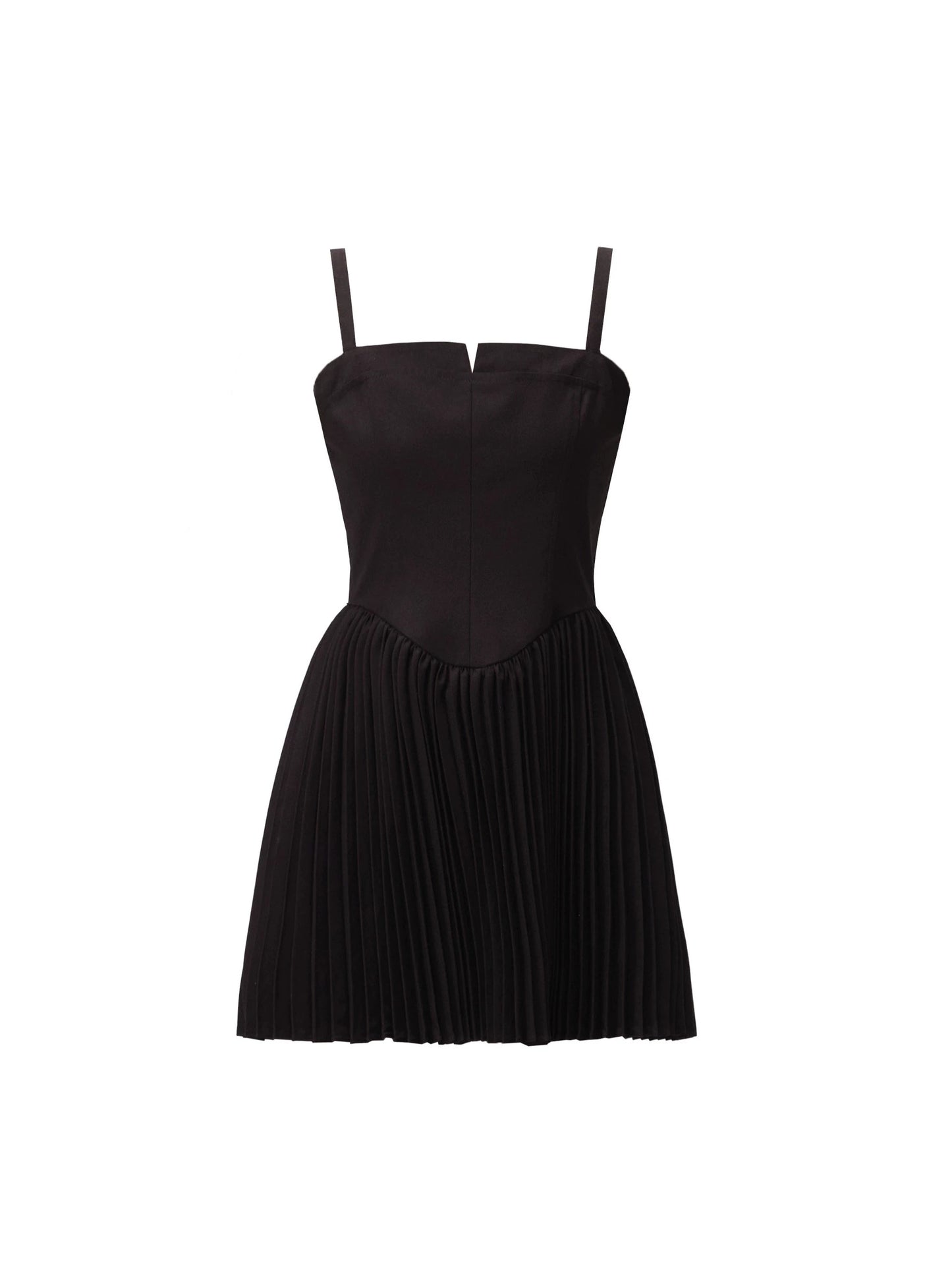 실키 블랙 스마트 프렌치 스위트 플리츠 드레스
