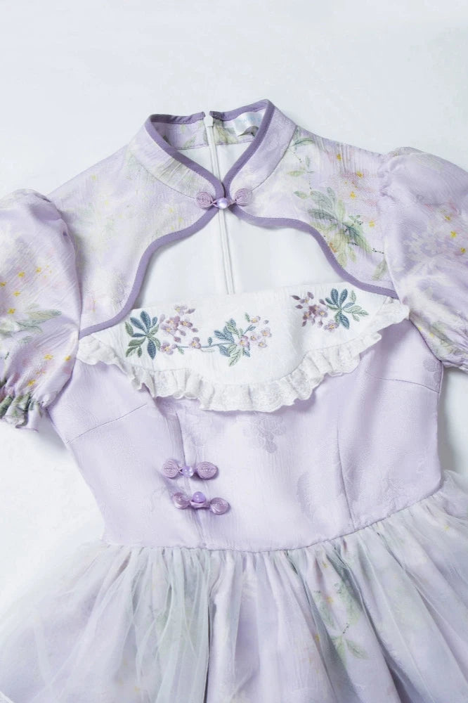 Retro China Flower Purple Lolita Dress