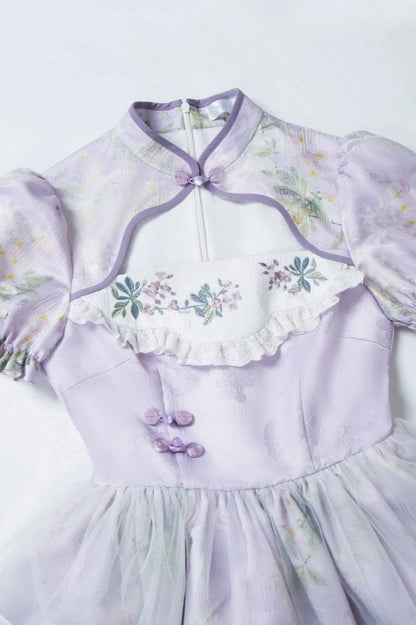 Retro China Flower Purple Lolita Dress