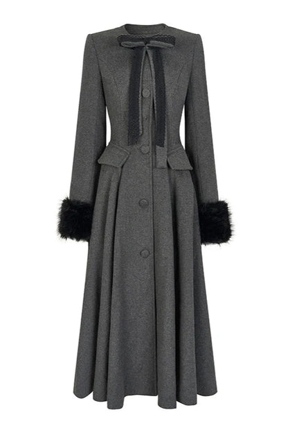 Elegant French ribbon long coat