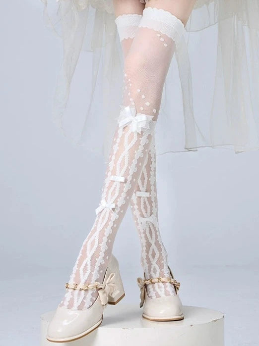 シアーレースリボンハイソックス