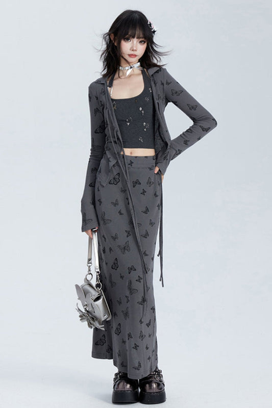 Wi -Took Hott Girl Cardigan + Skirt