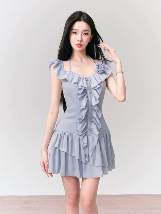 Mint Soda French Romantic Ruffled Dress