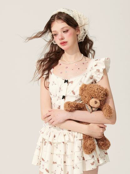 [5月31日20点开售】少眼睛熊假日小飞袖套装女装夏季两件套