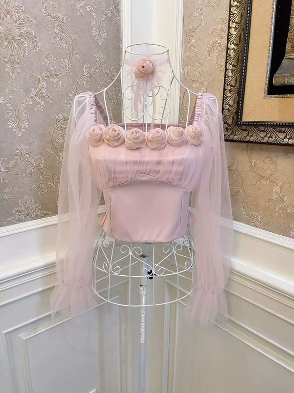 ローズスイートスクエアネックトップス