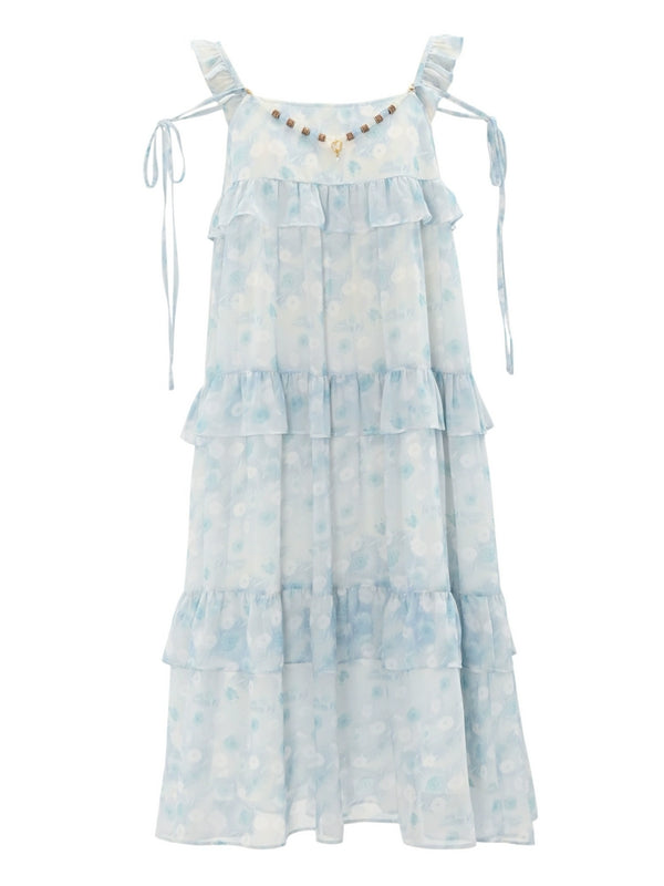 Blue Floral Lace Loose Fairy Dress